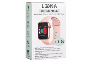 Умные часы Loona FIT-04,Bluetooth 4.0, цветной дисплей TFT 1.54" (240*240 пикс.),IP65,Android5.0/IOS 9.0, розовый ( 1/100)